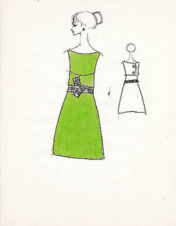 Serge Matta 1960 Fashion House Paris, Original Fashion Drawing N°26