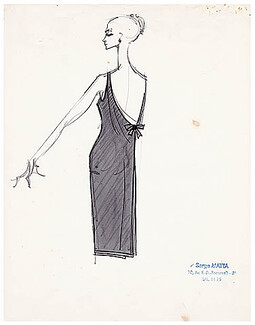 Serge Matta 1960 Fashion House Paris, Original Fashion Drawing N°38