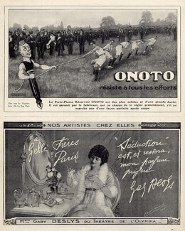Onoto (Pens) 1913 J. Coquelle, Sportman, Gellé Frères, Gaby Deslys, Autograph
