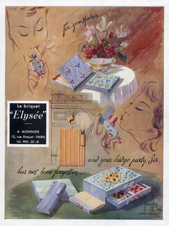 A. Monnier (Elysée Lighter) 1947 Playing Cards Box, Lipstick
