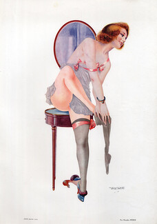 Maurice Pépin 1924 Sexy Looking Girl, Stockings