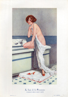 F. Rebour 1924 Le Bain de la Parisienne - Parisian Girl's Daily Bath, Nude