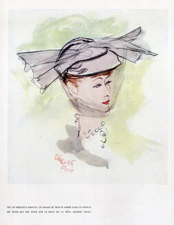 Gilbert Orcel (Millinery) 1948 Fashion Illustration Hats, Eric (Carl Erickson)