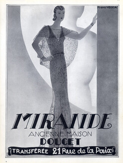Mirande (ancienne maison Doucet) 1930 lace Evening Gown, Franz Veccia