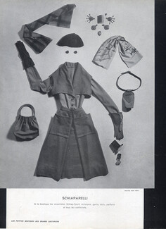 Schiaparelli 1949 Photo Arik Nepo, Schiap-Sport, Scarf, Gloves, Handbag..