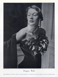 Jacques Fath 1949 Photo Yurek, Taffetas Ribbon, Evening Gown