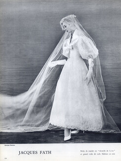 Jacques Fath 1955 Photo Georges Dambier, Wedding Dress