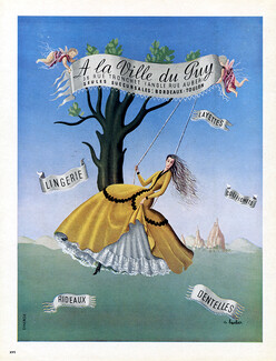 A La Ville Du Puy (Lingerie) 1948 Swing A. Barlier Surrealism