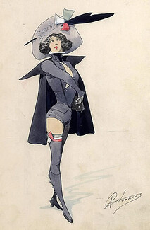 Alfred CHOUBRAC 1890 Costume Design, The Stranger, Secolo