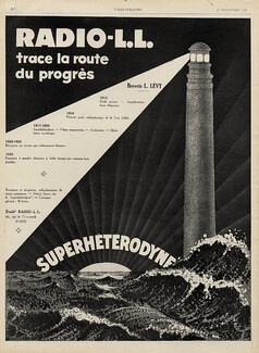 Radio-L.L. 1926 Brevets L. Lévy, Superheterodyne Lighthouse