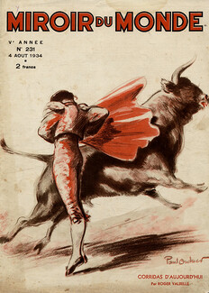 Paul Ordner 1934 Miroir du Monde Cover, Bull, Corrida