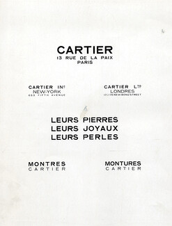 Cartier 1927 Address Paris, Londres, New-York