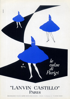 Lanvin Castillo (Stockings Hosiery) 1959 René Gruau, le calze di Parigi