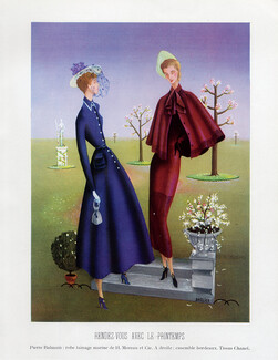 Pierre Balmain & Molyneux 1948 Fashion Illustration, A. Barlier