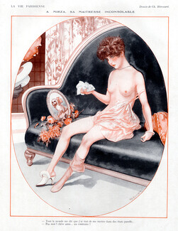 Chéri Hérouard 1928 Sexy Looking Girl Topless, A Mirza (Dog)