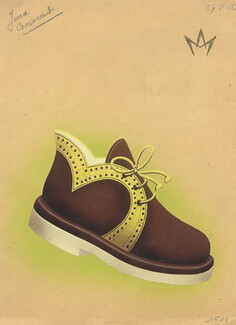 Mercadier (Shoes) 1945 Original Drawing by Albert Mercadier Designer