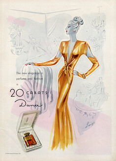 Dana (Perfumes) 1945 "20 Carats" Lange, Evening Gown