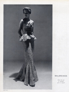 Balenciaga 1950 Evening Gown, Grey Lace and Silver