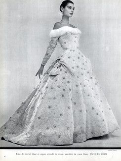Jacques Heim 1955 Embroidery Evening Gown, Photo Guy Arsac
