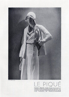 Maggy Rouff 1930 White Dress, Hat Marie Alphonsine, Photo George Hoyningen-Huene