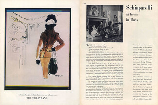Schiaparelli at home in Paris, 1945 - The Talleyrand New Silhouette, René Bouché, Text by Bettina Wilson