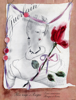 Guerlain (Cosmetics) 1948 Françoise Estachy, Rose Rouge et Pourpre
