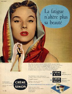 Crème Simon (Cosmetics) 1954 Aline Darcy, Photo Sam Levin