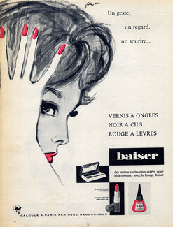 Rouge Baiser (Cosmetics) 1960 Pierre Couronne, Nail Polish, Lipstick