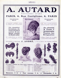Autard (Hairstyle) 1907 Hairpieces, Postiches, Wig, Place Vendôme
