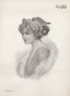 Paris-Coiffures (Hairstyle) 1911 Diadème Feathers