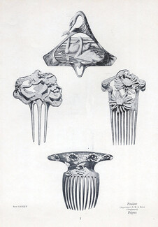 René Lalique (Swan Pendant & Combs) 1905 Art Nouveau Style