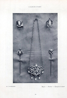 Selmersheim (Jewels) 1905 Rings, Pendant, Tie Pins, Art Nouveau Style