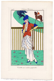 Jan Van Brock 1913 Journal des Dames et des Modes Costumes Parisiens N°97 Horse racing