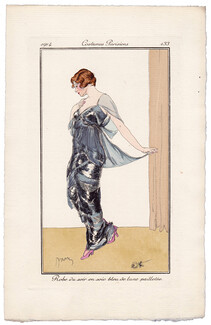 Etienne Drian 1914 Journal des Dames et des Modes Costumes Parisiens N°133, Evening Gown