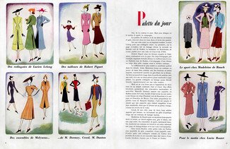 Palette du jour, 1938 - Raymond de Lavererie Lelong, Piguet, Molyneux, Marcelle Dormoy, Creed, Madeleine De Rauch