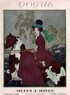 Vogue Cover 1928 "Modes d'Hiver" Amazone, Horsewoman
