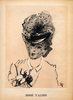 Rose Valois (Millinery) 1938 Hats, Eric (Carl Erickson)