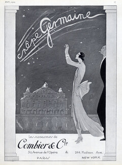 Combier & Cie (Fabric) 1929 "Crêpe Germaine" Opéra Garnier, Elegant Parisienne