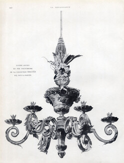 Baguès (Decorative Arts) 1928 Old Polychromatic iron Chandelier