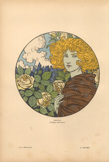 Eugene Grasset 1899 Jalousie, Lithograph, Art Nouveau Portrait