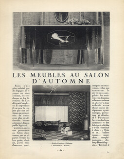 Les Meubles au Salon d'Automne, 1919 - Ruhlmann Martine, Louis Sue, Mam, Francis Jourdain, Texte par Michel Dufet, 4 pages