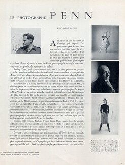 Le Photographe Penn, 1947 - Irving Penn Photos Balkin, Cecil Beaton, Platt Lynes, Rawlings, Joffe, Texte par André Ostier, 3 pages