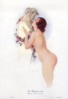 Léo Fontan 1924 La Nymphe Emue - Talking with old Pan, Nude, Mythologie
