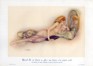 Suzanne Meunier 1924 Quand elle est devant sa glace une femme n'est jamais seule, Nude, Mirror