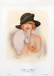 Sacha Zaliouk 1924 La Dame Très Blonde - The Fair-haired Girl ! Hat, Glove, Topless
