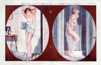 Georges Léonnec 1926 Warm Shower & Cold Shower, Nude, Nudity