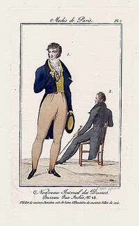 Nouveau Journal des Dames 1821 Modes de Paris N°7 Dandy, A. Hubert Lefèvre Engraver