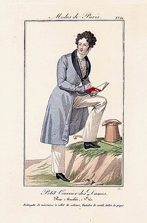Petit Courrier des Dames 1822 Modes de Paris N°52 Dandy, A. Delvaux Engraver