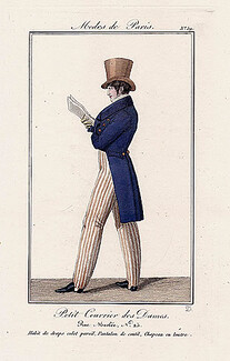 Petit Courrier des Dames 1822 Modes de Paris N°59 Dandy, A. Delvaux Engraver