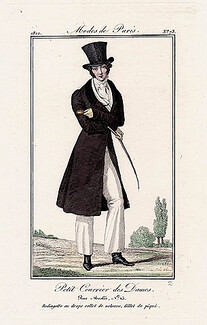 Petit Courrier des Dames 1822 Modes de Paris N°73 Dandy, A. Delvaux Engraver